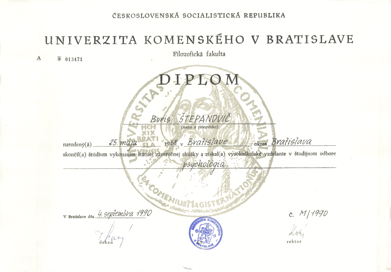 Diplom Stepanovic psycholog Praha